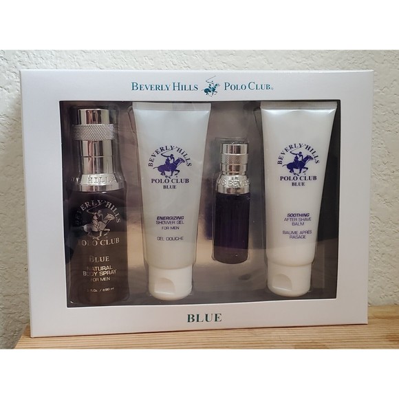 New in Box Sealed Beverly Hills Polo ClubBlue4pc Fragance Gift Set